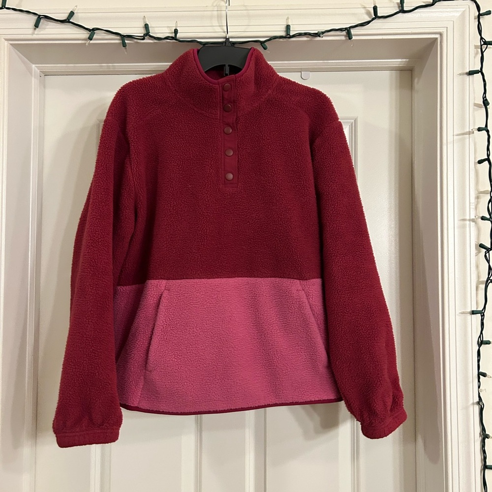 Pink Multicolored Fleece Pullover